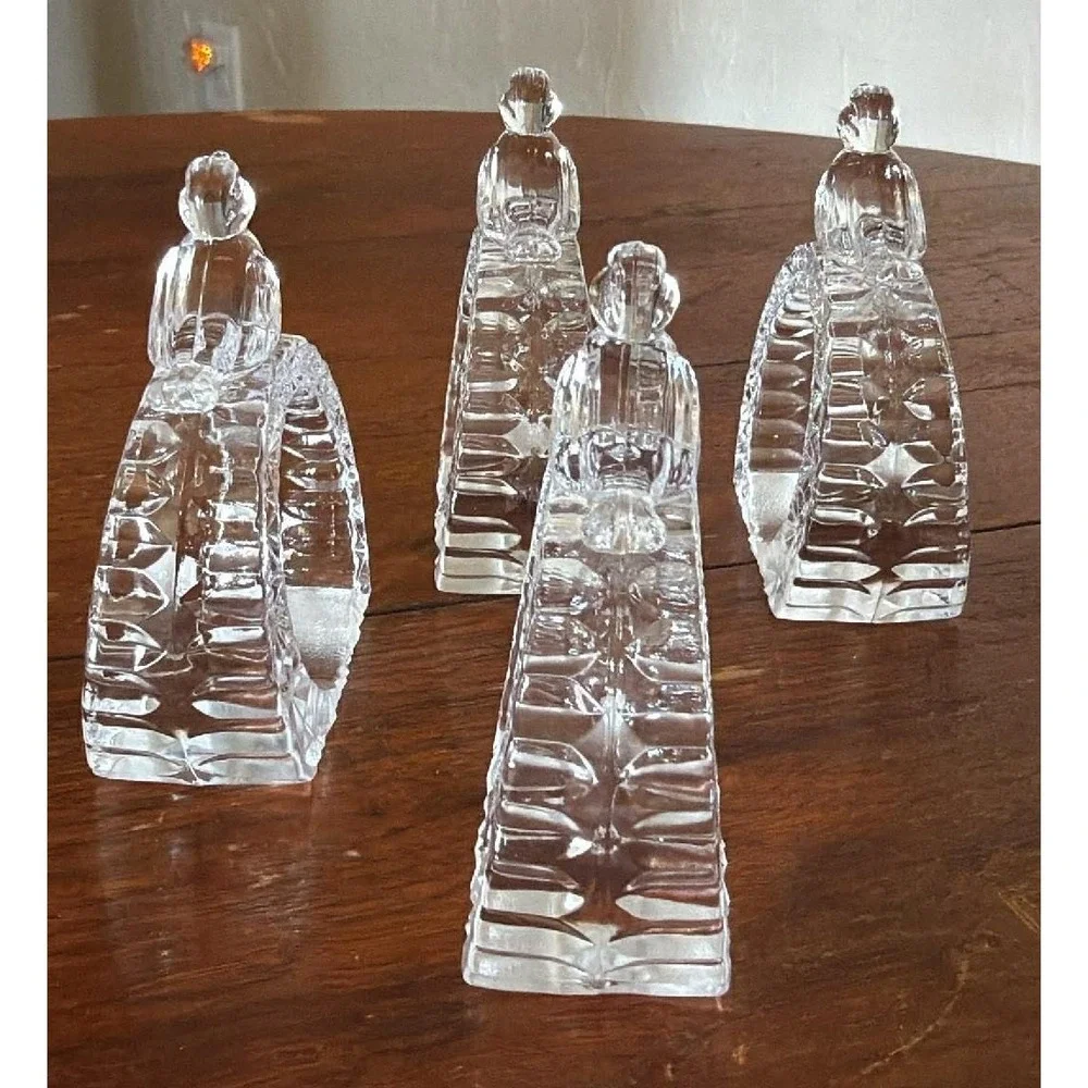 Hofbauer Byrdes Napkin Rings Set of 4 Vintage Crystal Bird West Germany
